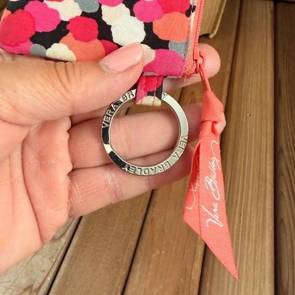 Vera Bradley Zip ID Case Keychain Coin Pouch Bright Dot - Picture 6 of 6